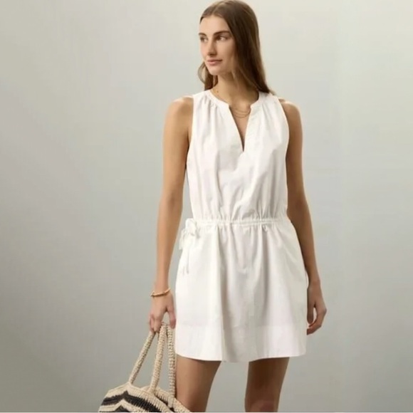 NWT SPLENDID Collection Chase Dress Cotton Poplin White Sleeveless Size Small